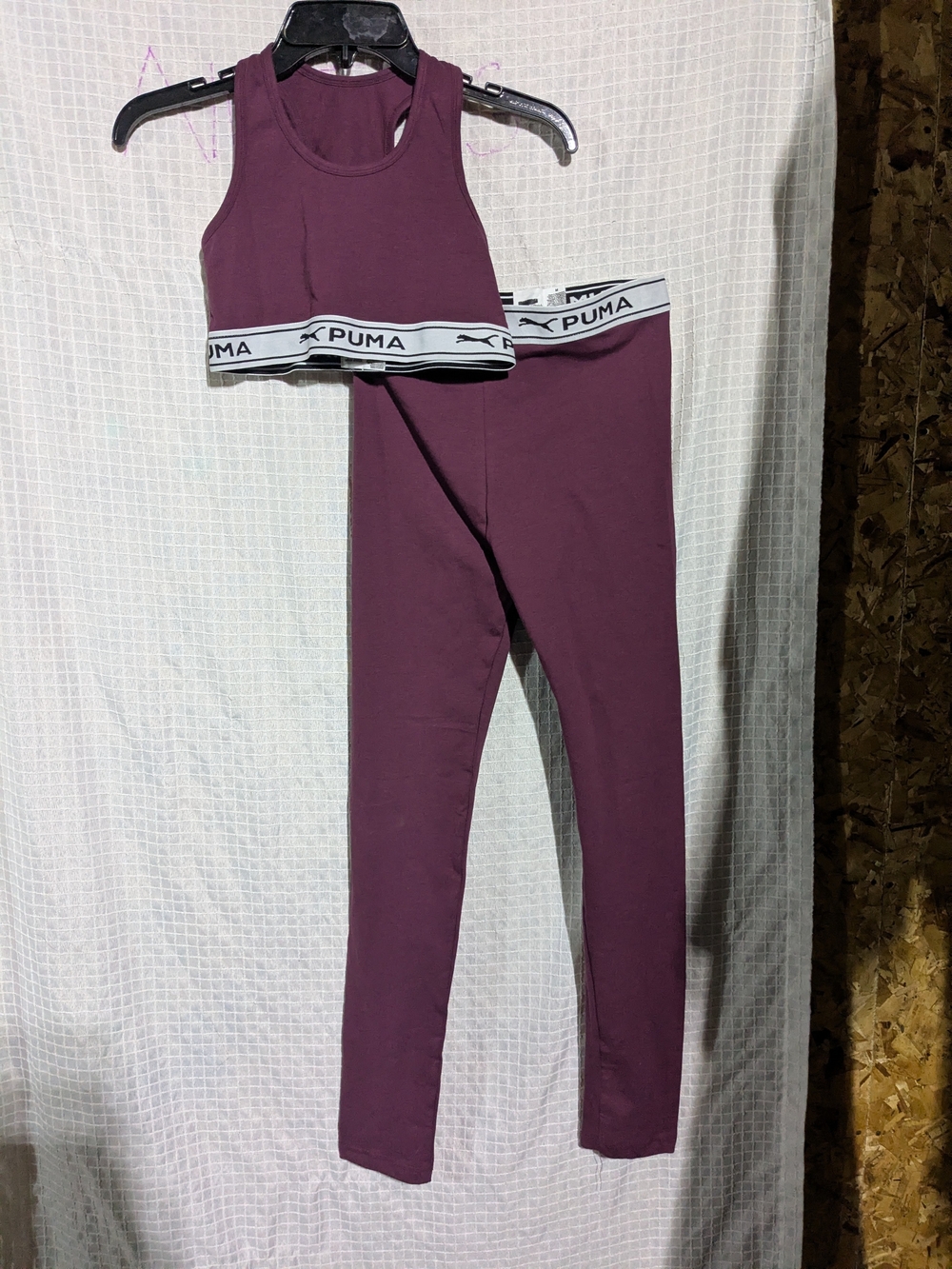 PUMA Youth M Plum Active Leggings & Crop Tank Set